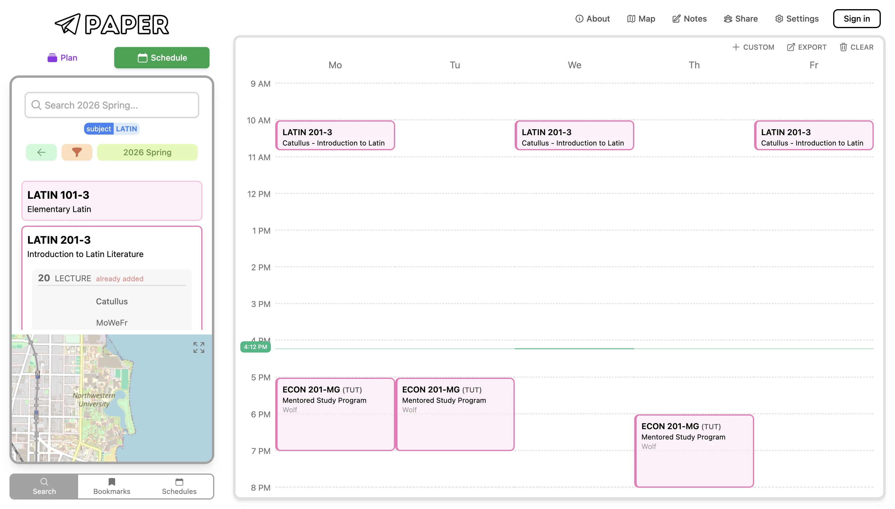 Paper – 4-year plan view